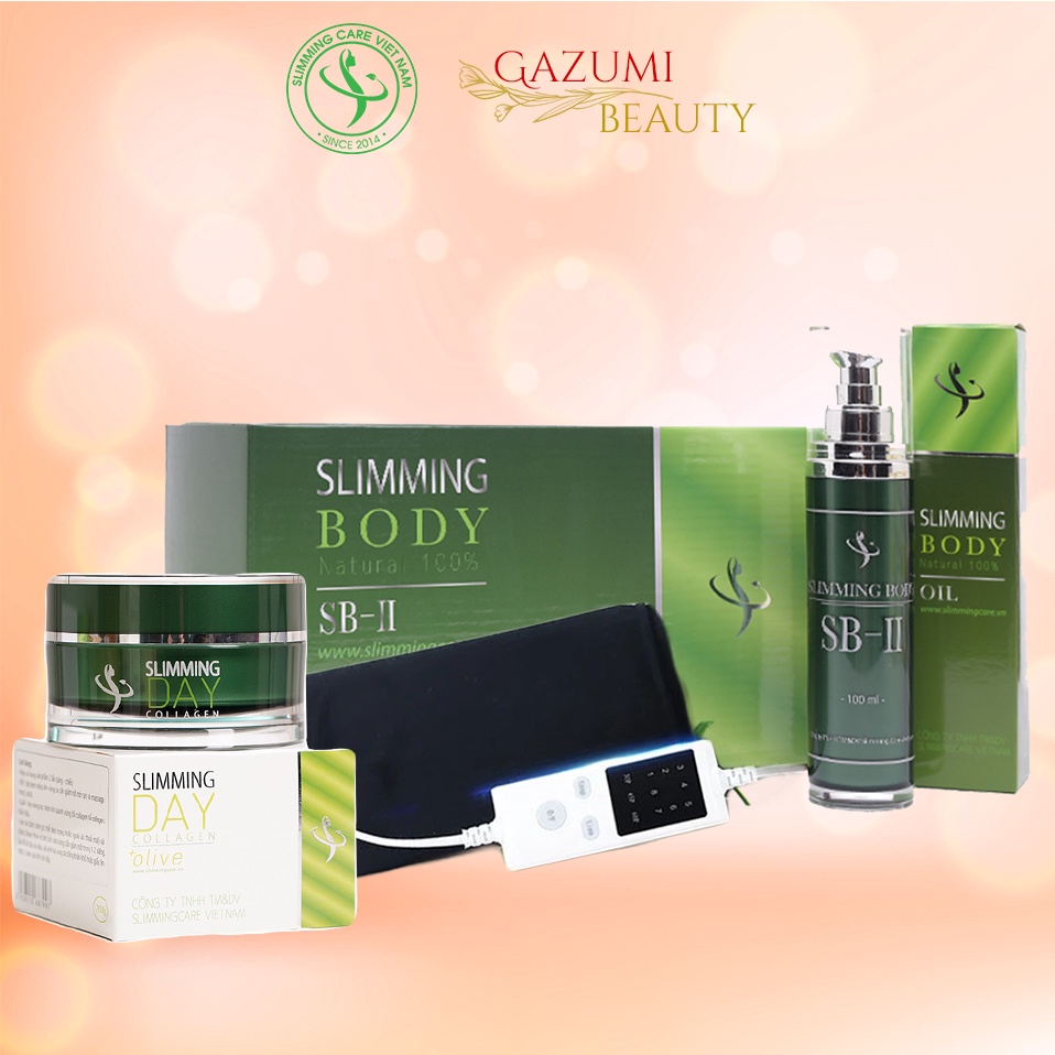 Bộ Cải Tiến Slimming Body SB-II & Kem Tan Mỡ Mờ Rạn Slimming Day Collagen 200g, Giúp Đánh Bay Mỡ Thừa - Gazumi Beauty