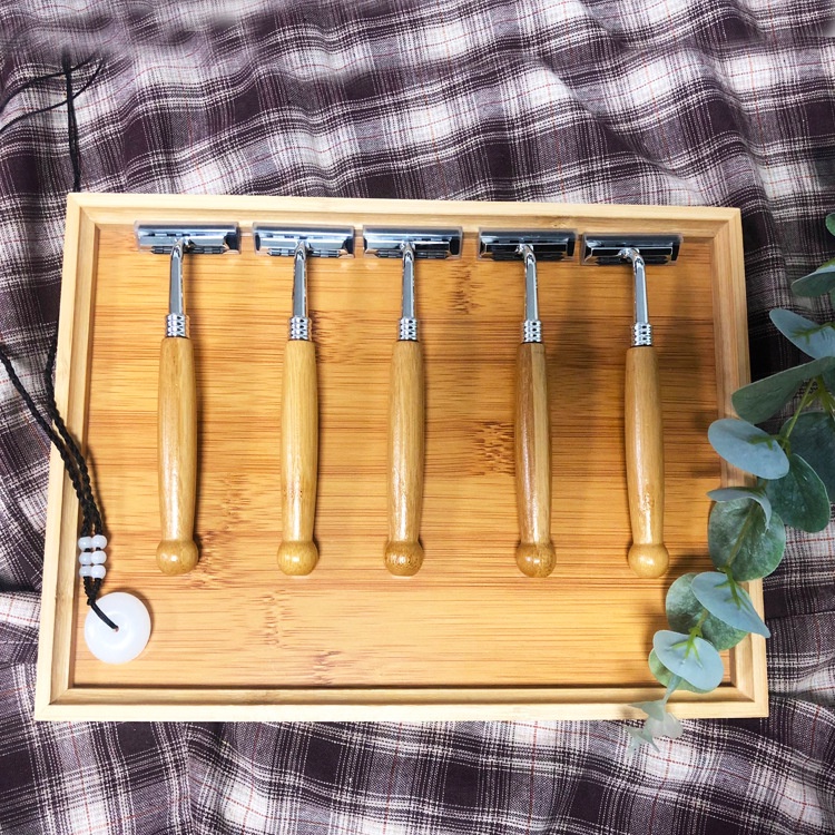Ảnh Dao cạo râu cán tay cầm bằng tre cao cấp tự nhiên an toàn ONGTRE dùng từ 1-3 tháng 1