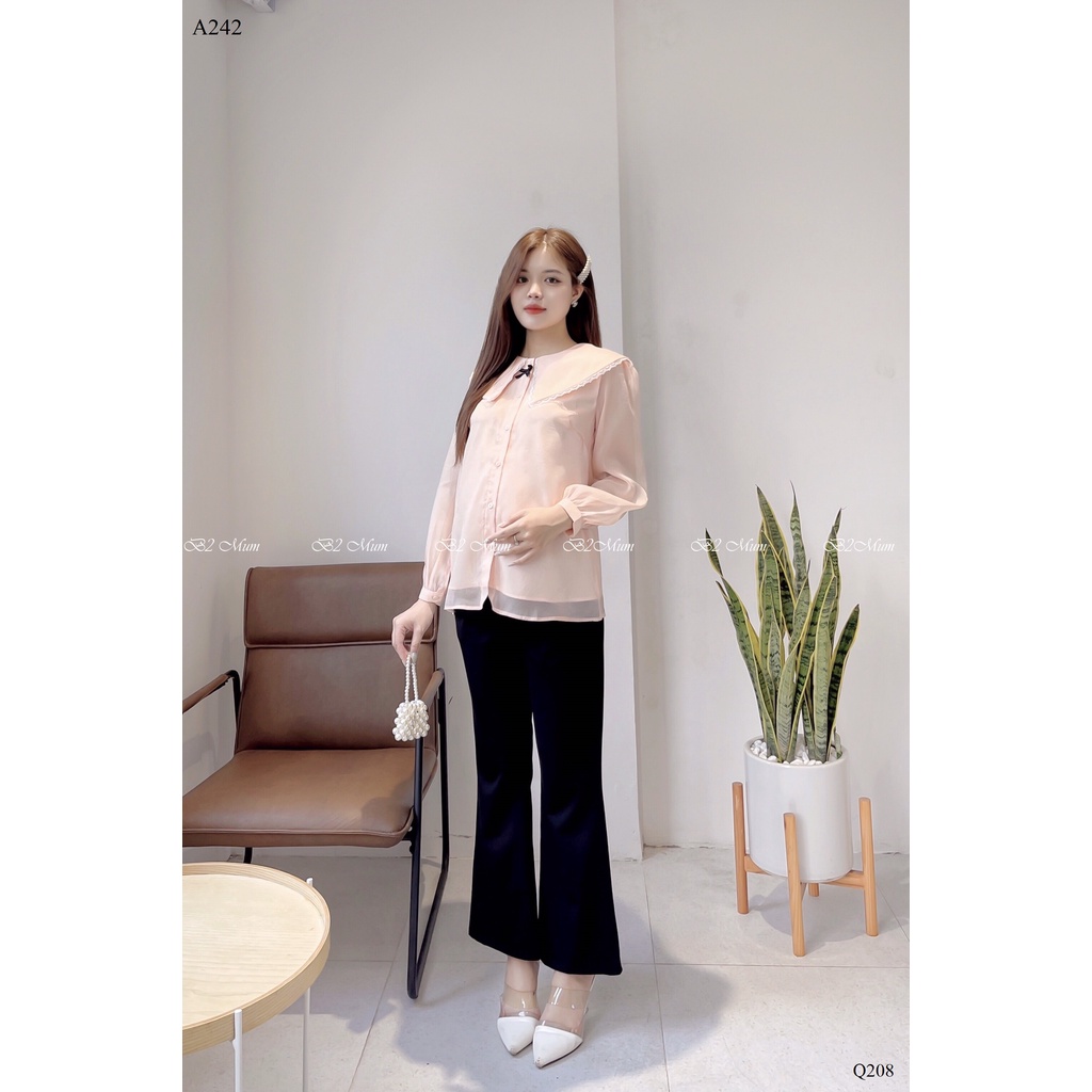 Áo bầu thiết kế Áo nơ cổ viền ren A242 B2MUM