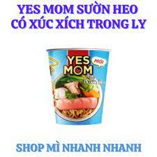 Thùng 12ly mì yesmom có xúc xích 4vị (tôm, bò, sườn, hủ tiếu mì) 79.2gr x 12ly