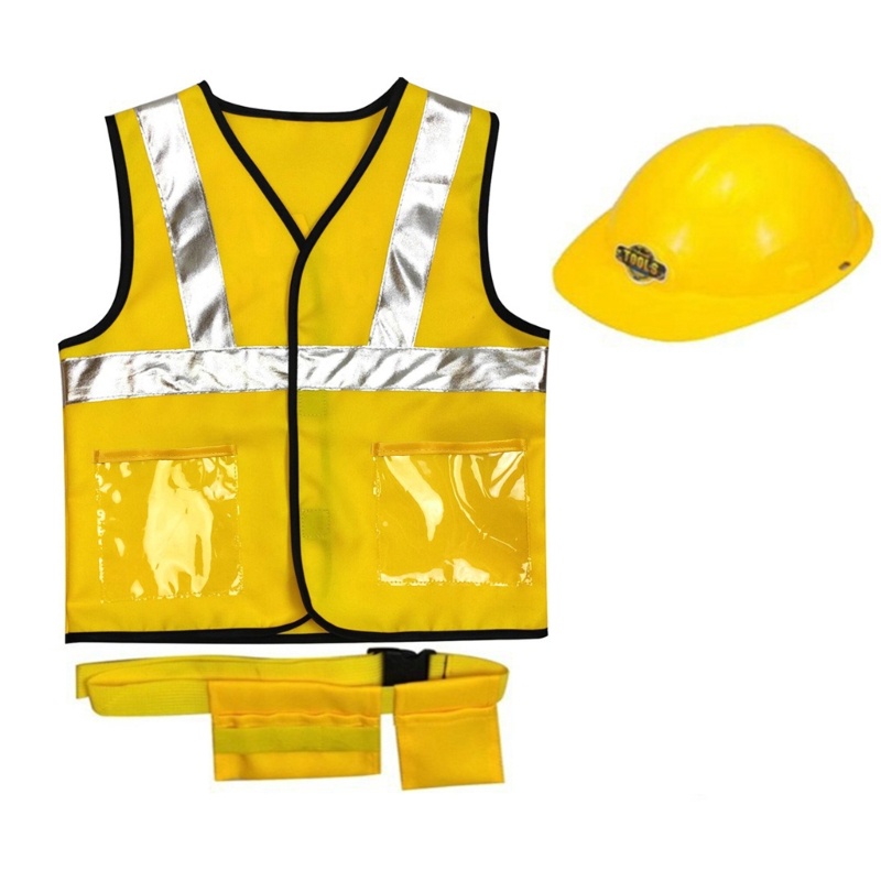 Trang phục công nhân xây dựng tốt nhất cho bé trai Kỹ sư Áo Vest Công nhân trẻ em Cosplay Trẻ em Vai trò để chơi Đồ chơi xây dựng đường trường