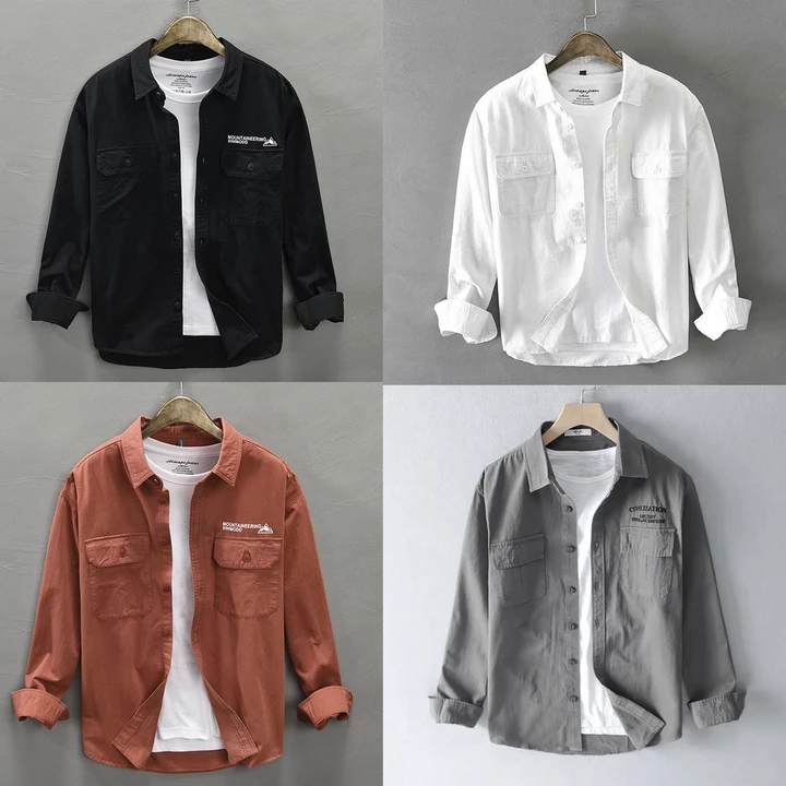 Áo sơ mi nam kiểu dáng basic TOPMEN khoác ngoài chất vải kaki cao cấp trẻ trung năng động phù hợp cả mặc đi làm, đi chơi