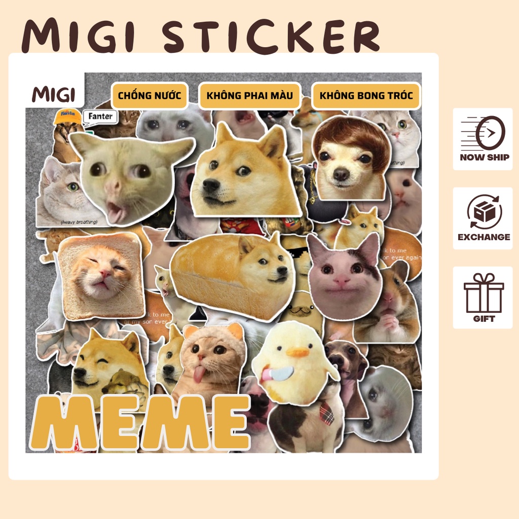 Combo 50 Sticker nhiều mẫu chống nước sticker dán laptop, điện thoại ...