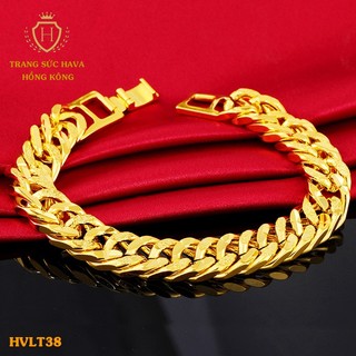 Lắc Tay Nam, Vòng Tay Nữ Trơn Xi Mạ Vàng Non Cao Cấp - Trang Sức Hava Hong Kong - HVLT37
