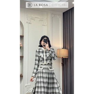 Set Váy Dạ Cao Cấp Áo Cổ Tàu Croptop Kèm Chân Váy Dài Dáng Xòe Xếp Li La Rosa Thiết Kế Thanh Lịch Sang Chảnh S250