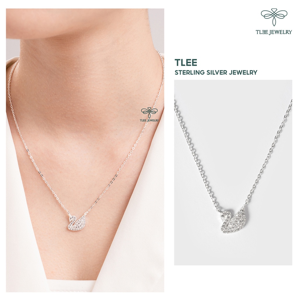 Dây chuyền bạc nữ TLEE mẫu thiên nga trắng đính đá lấp lánh TLEE JEWELRY D0131 | BigBuy360 - bigbuy360.vn