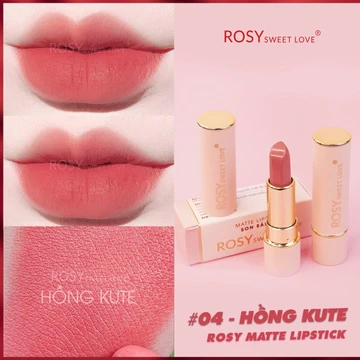 Son thỏi sáp ROSY SWEETLOVE hàng chính hãng, không chì, nhung lì, mềm môi <màu Hồng Kute>