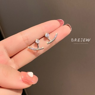 DREJEW Khuyên tai bạc 925 hình học đơn giản một phong cách ins hai lớp dạng cong cá tính cho nữ bông tai bạc