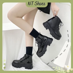 Giày boost đen nữ cổ cao, đế cao buộc dây trẻ trung cá tính G20_NT Shoes