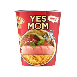 Thùng 12ly mì yesmom có xúc xích 4vị (tôm, bò, sườn, hủ tiếu mì) 79.2gr x 12ly