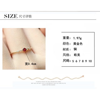 ♥Nhẫn Đính Hôn Mạ Vàng 18k Đính Đá Ruby Phong Cách Âu Mỹ Thời Trang