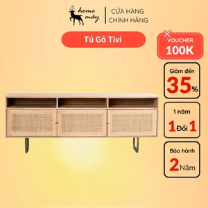 ủ Mây Tre Đan Ba Ngăn HOME MÂY - Mặt Cửa Đan Mắt Cáo, Trang Trí Phòng Khách Đẹp