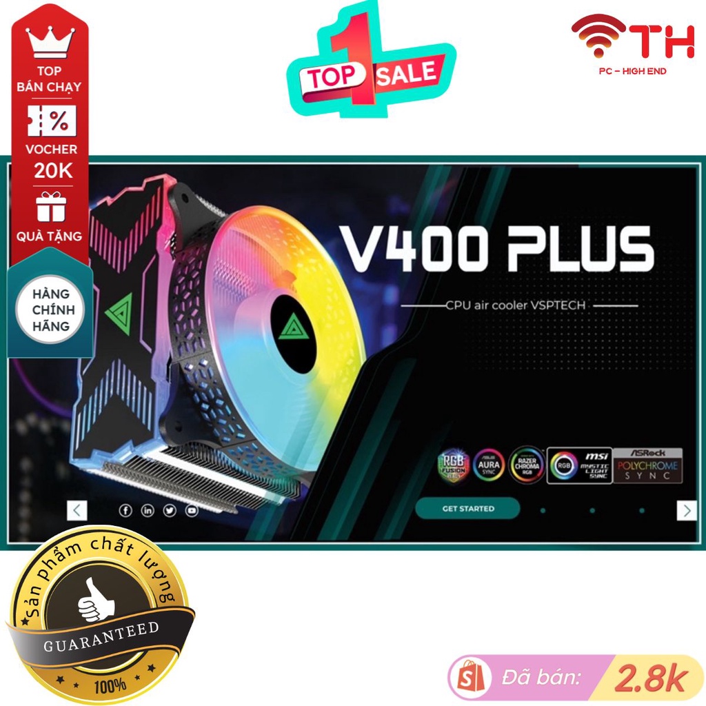 Fan Tản Nhiệt CPU VSPTech V400 Plus RGB Air Cooling Ống Đồng | Shopee ...