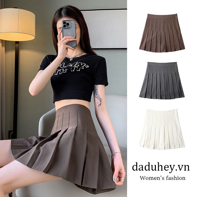 Chân váy xếp ly Daduhey dáng ngắn cạp cao phong cách Hàn Quốc thời trang mùa hè cho nữ