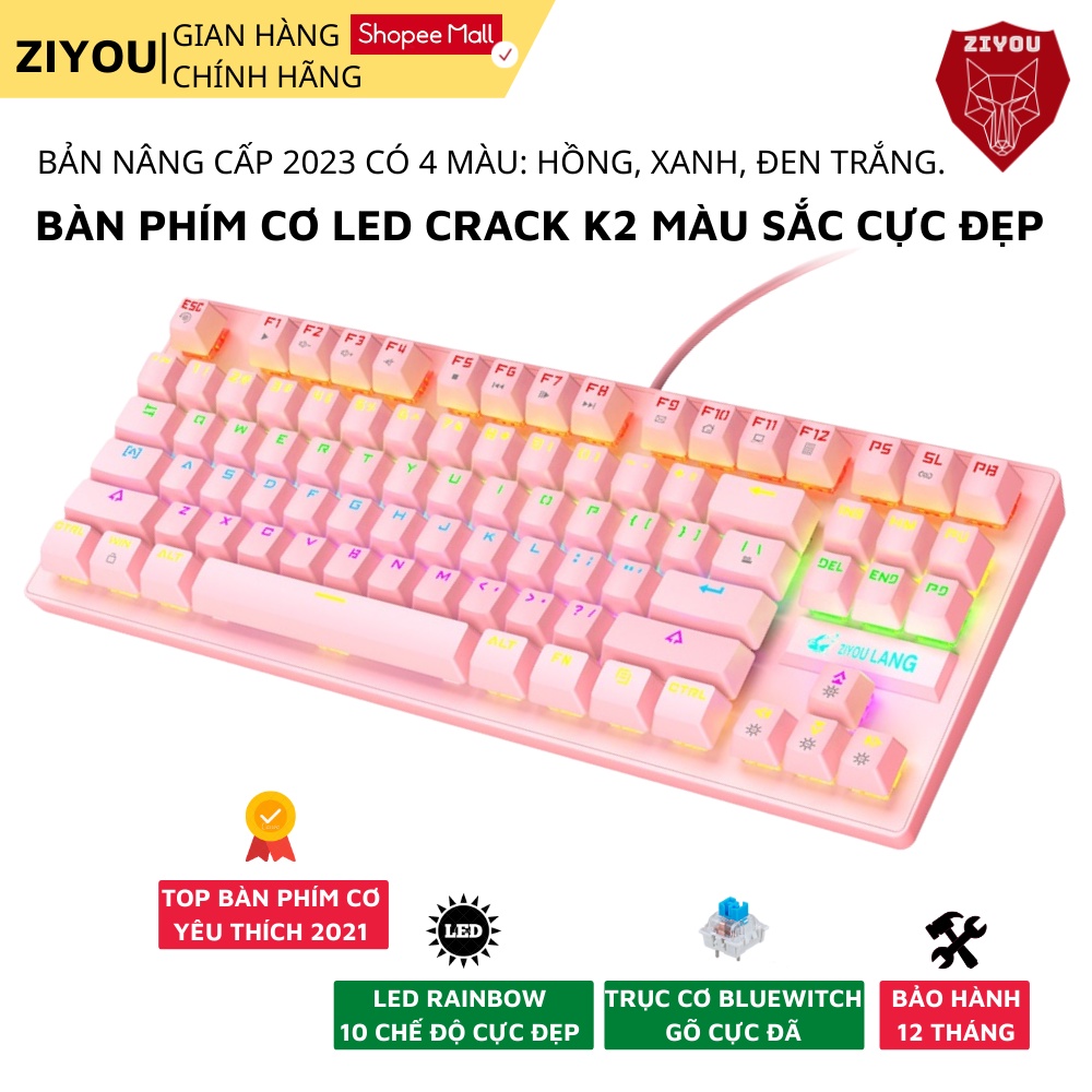 Bàn phím cơ gaming ZIYOU K2 PRO LED RGB 10 Chế Độ , Chơi Game Dùng Văn Phòng,Phù hợp Với Máy Tính,Laptop,PC