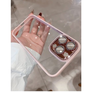 Ốp lưng MEIRUYI lưng trong chống ố bảo vệ camera lấp lánh gắn đá nhũ cho ip 13promax 14pro 14promax