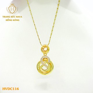 Dây Chuyền, Vòng Cổ Nữ Mặt Đính Đá Màu Trắng Xi Mạ Vàng Non Cao Cấp - Trang Sức Hava Hong Kong