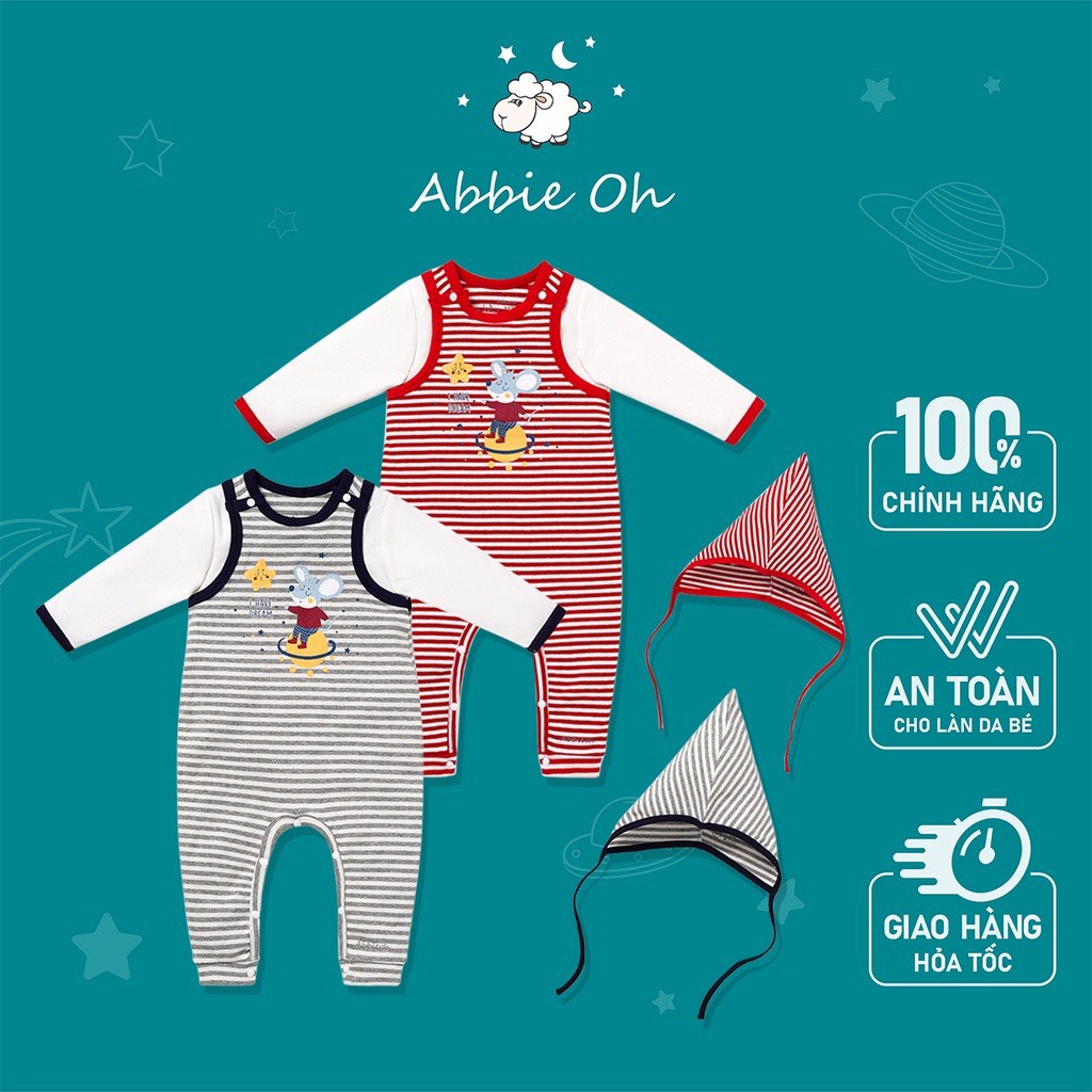 Bộ quần áo Bodysuit dài tay ABBIEOH kèm mũ cho bé gái và bé trai 3 - 12 tháng BD384-AW21