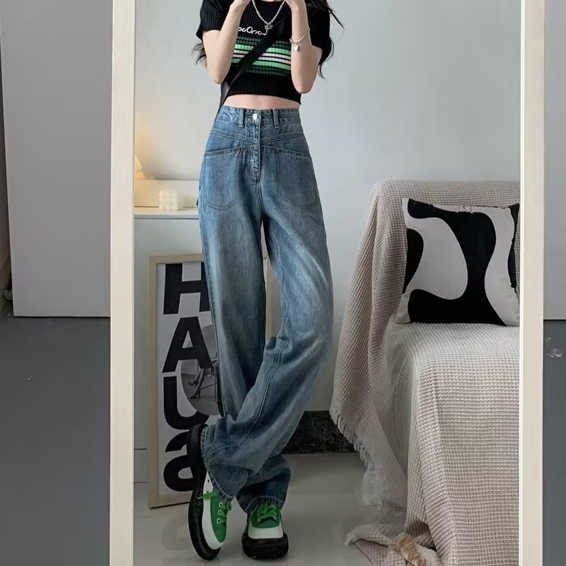 Ảnh Daduhey Quần jean ống rộng lưng cao có size lớn phong cách Hàn Quốc thời trang cho nữ 2