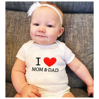 Mùa Hè Sơ Sinh Quần Áo Cho Bé Yêu Mẹ Và Bố Ngọt Ngào Tập Đi Jumpsuit Bé Trai Bé Gái Dài / Ngắn Tay Cotton Body Phù Hợp Với Z2N8