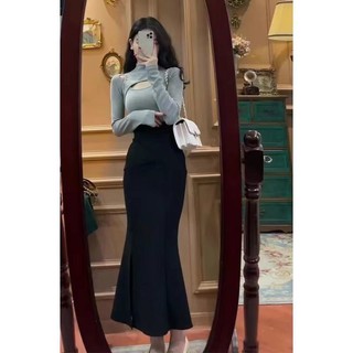 Chân váy đuôi cá màu đen dáng dài xòe tôn dáng cực đỉnh phong cách Ulzzang Hàn Quốc, co giãn, có bigsize ôm body