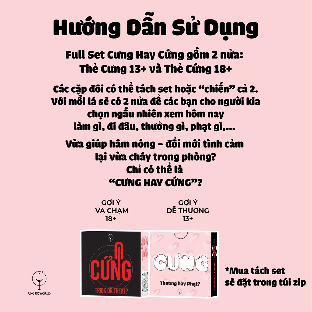 Bộ bài tình yêu Cưng Hay Cứng cho cặp đôi 54 lá, boardgame lựa chọn 18+ cho couple Ừng Ực