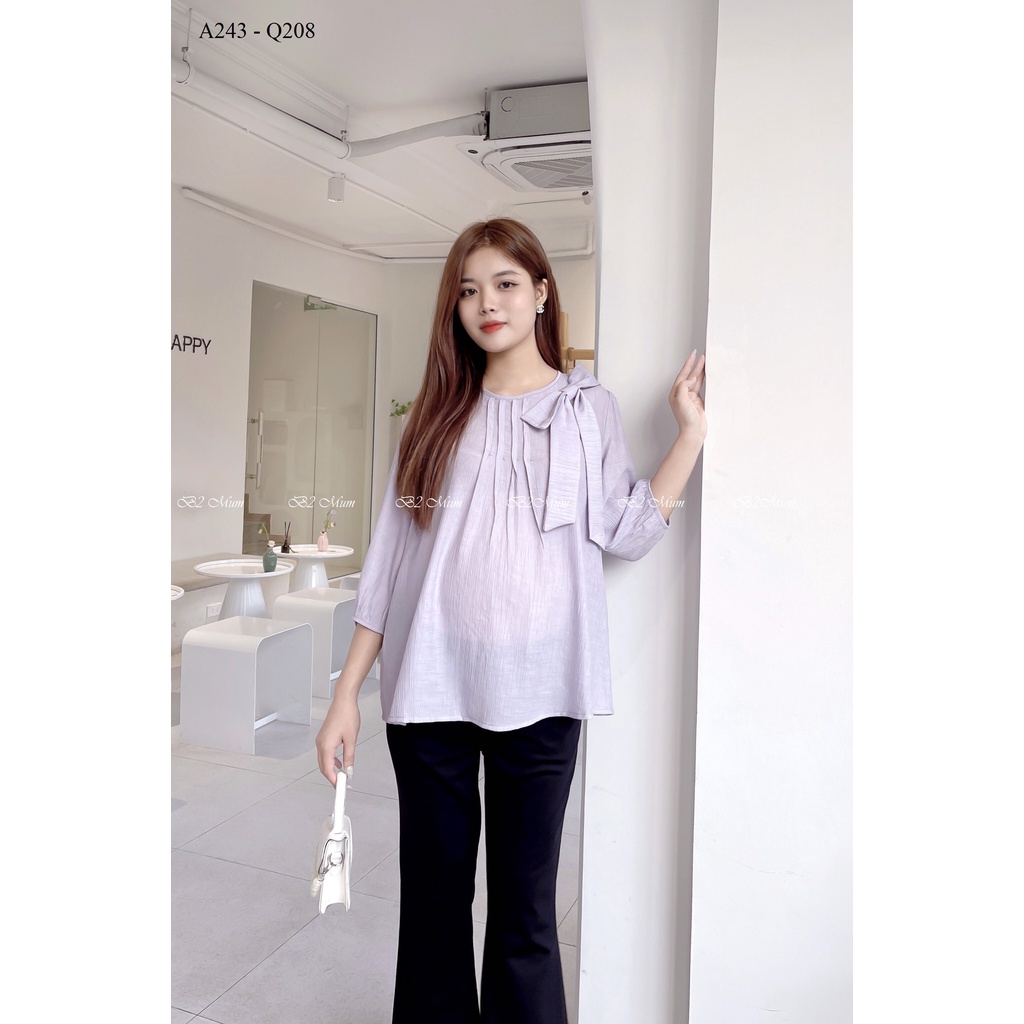 Áo bầu thiết kế Áo xếp li nơ A243 B2MUM