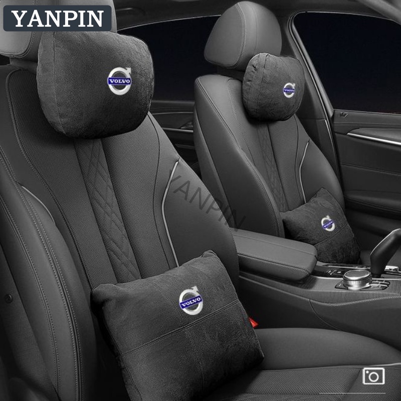 For Volvo Gối Tựa Đầu Bảo Vệ Cổ Bằng Da Lộn Cho Xe Hơi 940 S80 XC60 S40 XC40 XC90 S60 850 S90 240 V40 S70 V50 740 XC40 V70