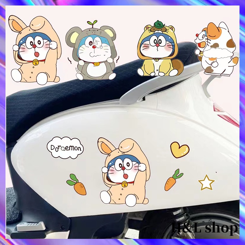 Hl Miếng Dán Trang Trí Xe Hơi / Mô Tô Hình Doraemon Chống Thấm Nước / Trầy Xước