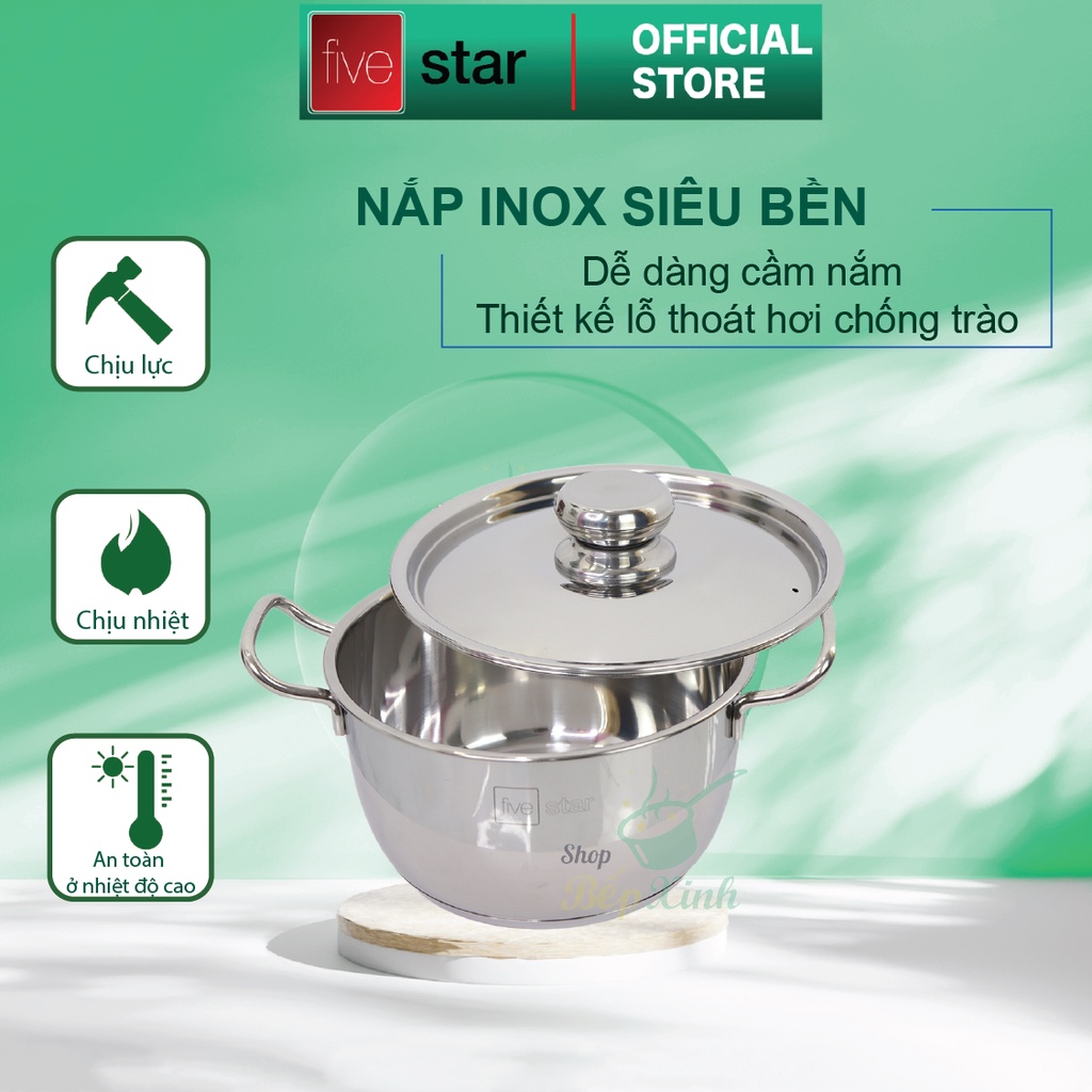 Ảnh Bộ nồi 3 đáy inox 430 Thân Cool Fivestar Standard nắp inox FS-B3010 (Kích thước 16cm - 20cm - 24cm), tặng 1 vá canh 2
