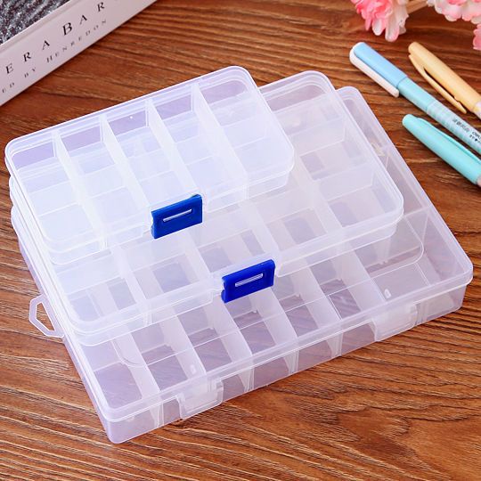 Multi Grid Spare Parts Box Transparent Plastic Hardware Electronic ...
