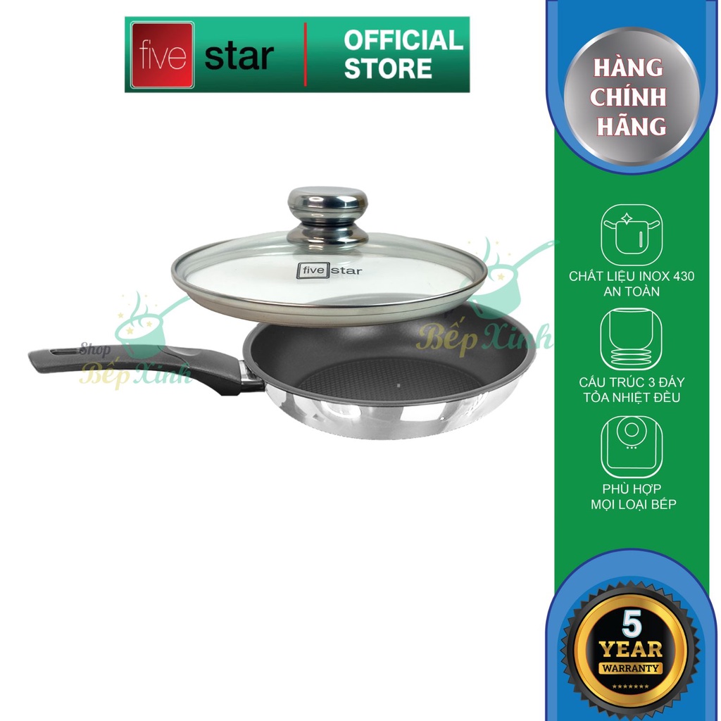 Ảnh Chảo chống dính 3 đáy inox 430 Fivestar Standard -dùng được bếp từ- bh 5 năm(16cm/20cm/22cm/24cm/26cm/28cm/30cm/32cm) 1