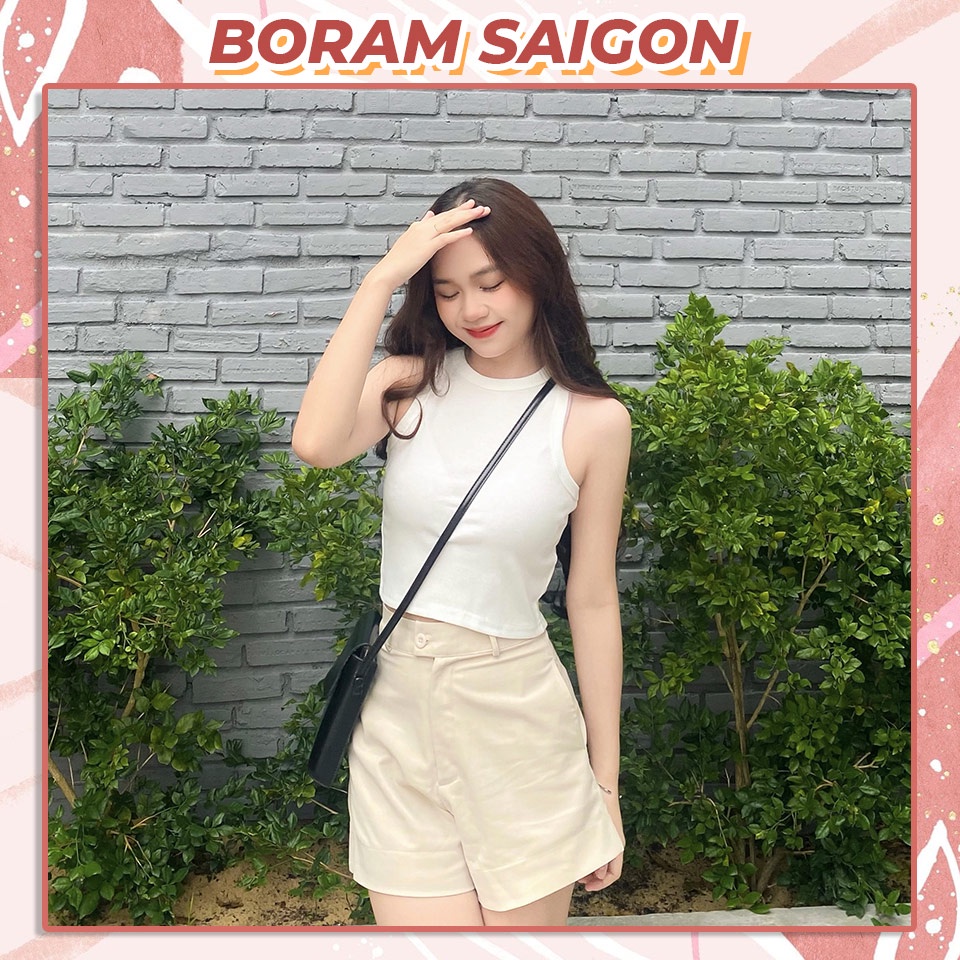 Áo croptop nữ sát nách ba lỗ thun không tay kiểu ôm body tank top vải cotton co giãn tốt BORAM SG