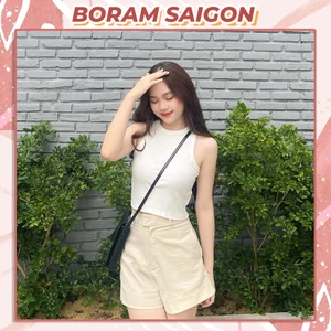 Áo croptop nữ sát nách ba lỗ thun không tay kiểu ôm body tank top vải cotton co giãn tốt BORAM SG