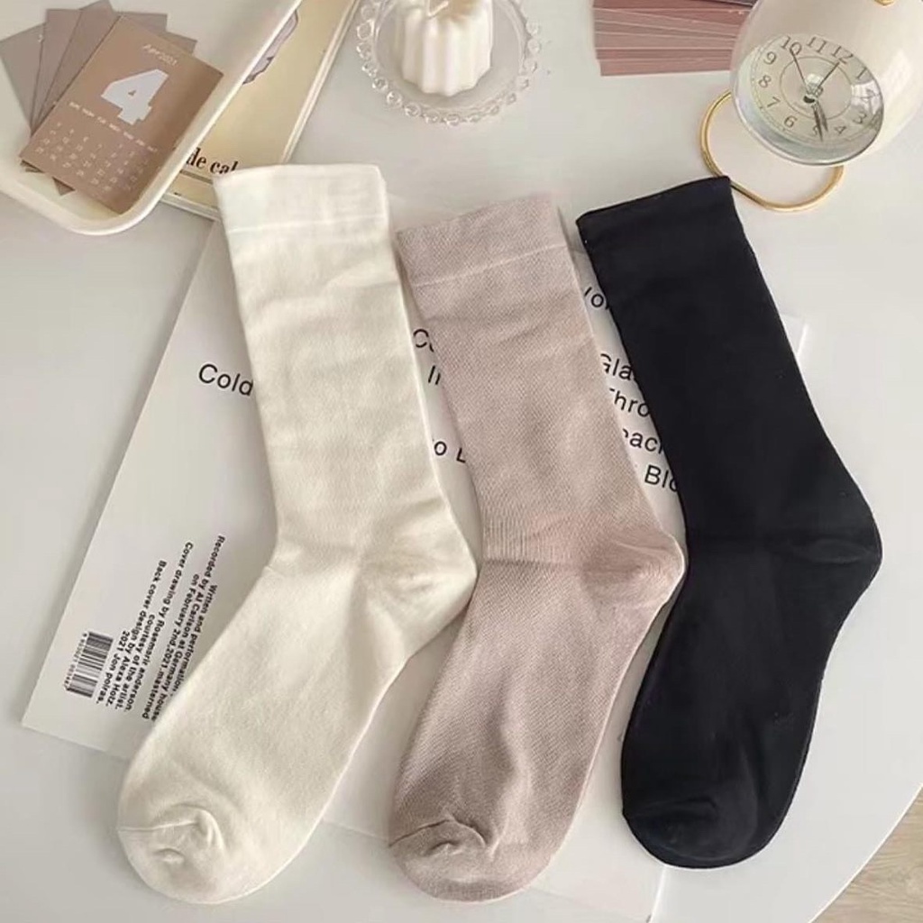 Tất Cao Cổ Nam Nữ Vớ Cao Cổ Nữ Nam Màu Pastel Vintage Chất Cotton Mịn Tất Vớ Cổ Cao Nữ Vớ Cao Cổ Cao Cấp