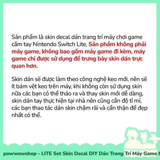 [Sẵn VN - Hỏa Tốc] LITE Set Skin Decal DIY Dán Trang Trí Dành Cho Máy Game Nintendo Switch Lite Game Anime Manga