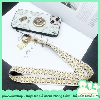 [Sẵn VN - Hỏa Tốc] Dây Đeo Vào Cổ 48cm Phong Cách Thổ Cẩm Buộc Điện Thoại Hoặc Bảng Thẻ