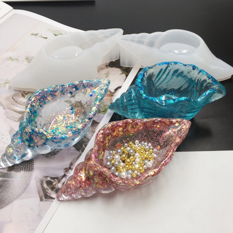 Flgo Chậu Hoa Khuôn Nhựa DIY Khay Nhựa Silicon Khuôn Conch Trang Sức Đĩa Món Ăn Khuôn