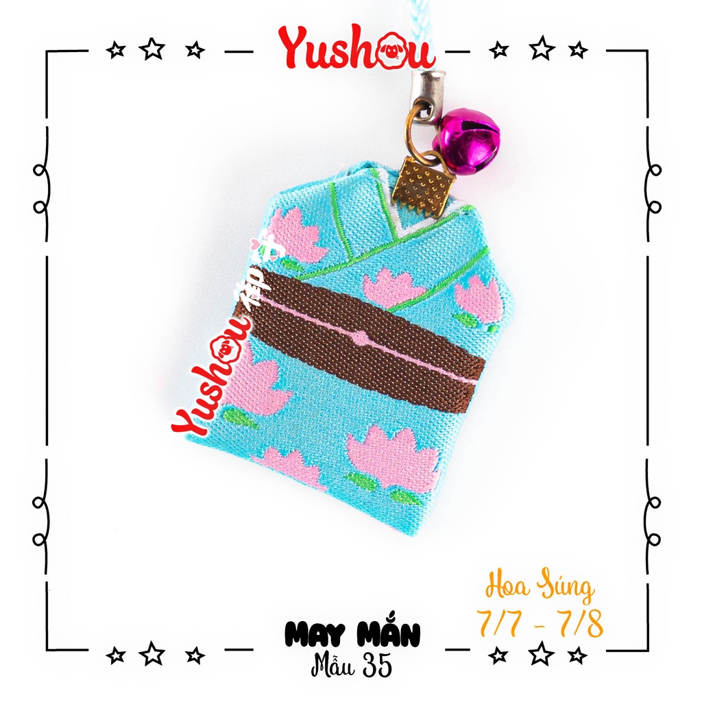 Túi Phước Yushou May Mắn Hoa S.úng  - Kiểu Omamori Nhật, Có sẵn, Quà tặng ý nghĩa.