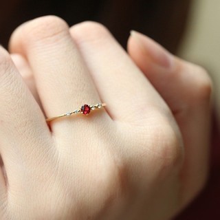 ♥Nhẫn Đính Hôn Mạ Vàng 18k Đính Đá Ruby Phong Cách Âu Mỹ Thời Trang