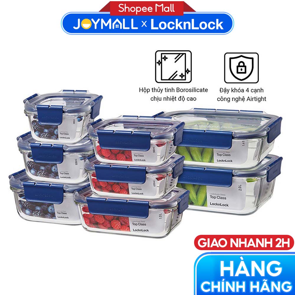 Hộp thuỷ tinh LocknLock đựng thực phẩm nhiều dung tích - Hàng chính hãng, chịu nhiệt cao dùng được lò vi sóng - JoyMall