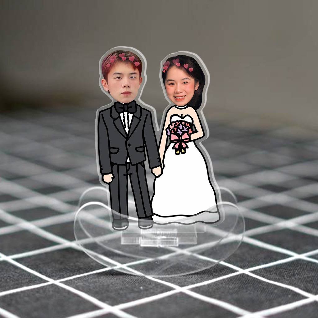 Standee lắc lư cặp đôi in theo yêu cầu 2 chibi đáng yêu quà tặng cho người yêu, người thân, bạn bè