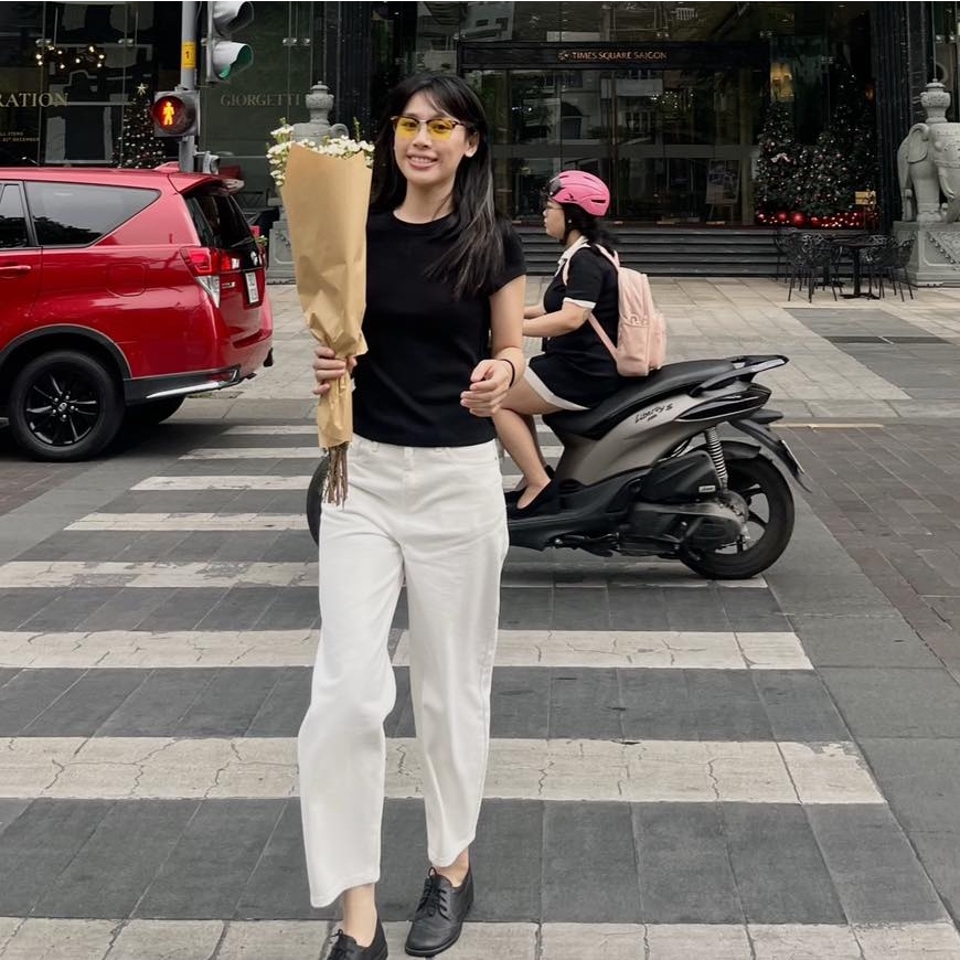 TheBlueTshirt - Quần jeans baggy lưng cao ống suông dáng thụng cho nữ - Balloon Jeans - Women