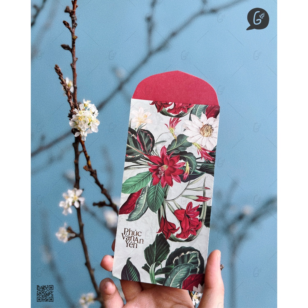 GX 016 Bao lì xì cao cấp Gác xép họa tiết hoa văn vintage chất liệu Kraft nhật cổ truyềnTết xưa 2025 (Phúc Vinh set)