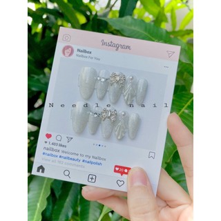 nail box thiết kế mắt mèo kim cương đính charm nơ