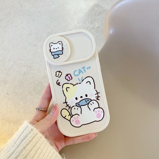 Ốp lưng iphone nắp trượt cam Họa Tiết Chú Mèo Cá Độc Đáo iPhone 11 pro max X Xr Xs 7 8 14 Plus Se 2020 12 13 pro max 13