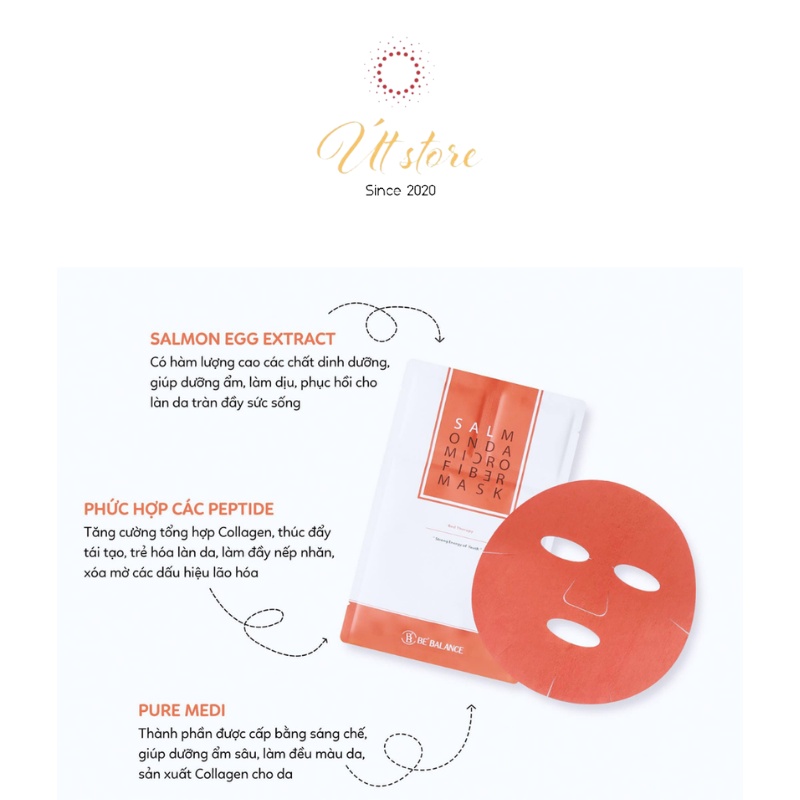 Mặt nạ dưỡng da Be’balance 3 in 1 Hàn Quốc Microfiber Mask, #Azulene #Idebenone #Acala #Pro B5 #Salmon, sample - 5 màu
