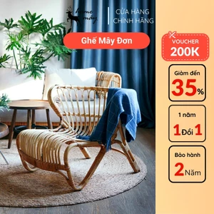 Ghế Mây Thư Giãn Armchair Lưng Thấp - Trang Trí Cho Ban Công, Phòng Khách, Quán Cà Phê, Homestay