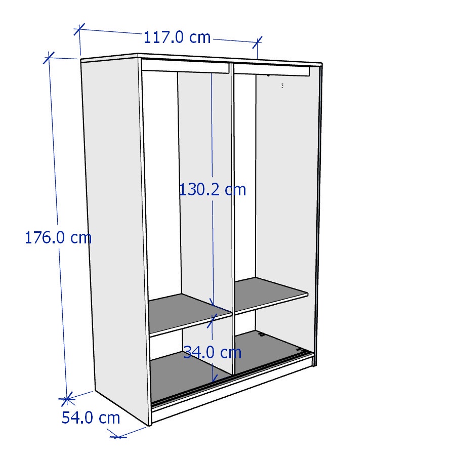 Ảnh BLAZER, Tủ quần áo 2 cửa lùa WAR_005, 117x55x176cm, tủ đựng quần áo Scandi Home 4