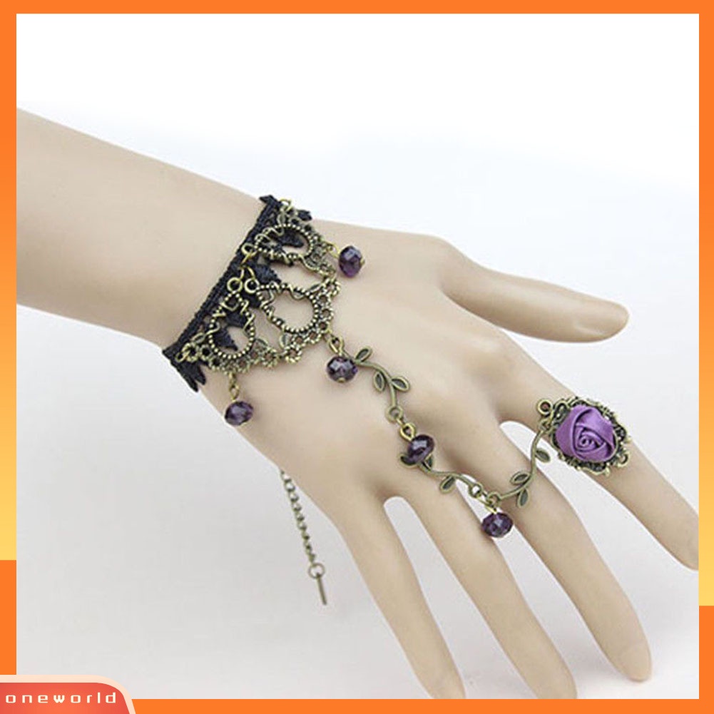 {oneworld} Gothic Trang Sức Nữ Ren Hoa Tay Nô Lệ Dây Xích Vòng Dây Chuyền Vòng Tay